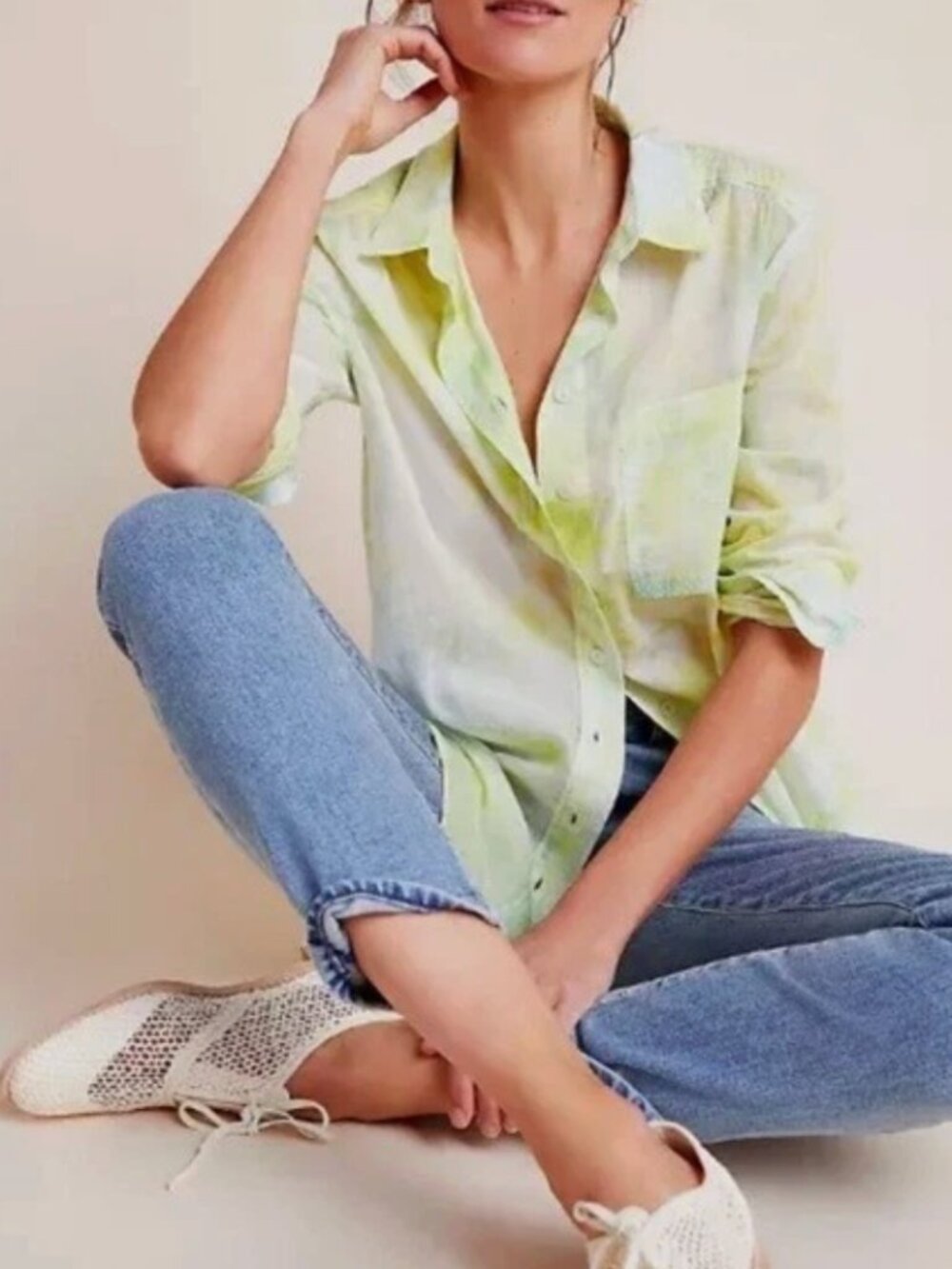 Anthropologie Pilot Cate 100% Cotton Tie-Dye Button Down Shirt